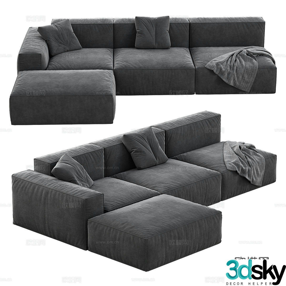 Italian multi-person sofa corner sofa 3d model