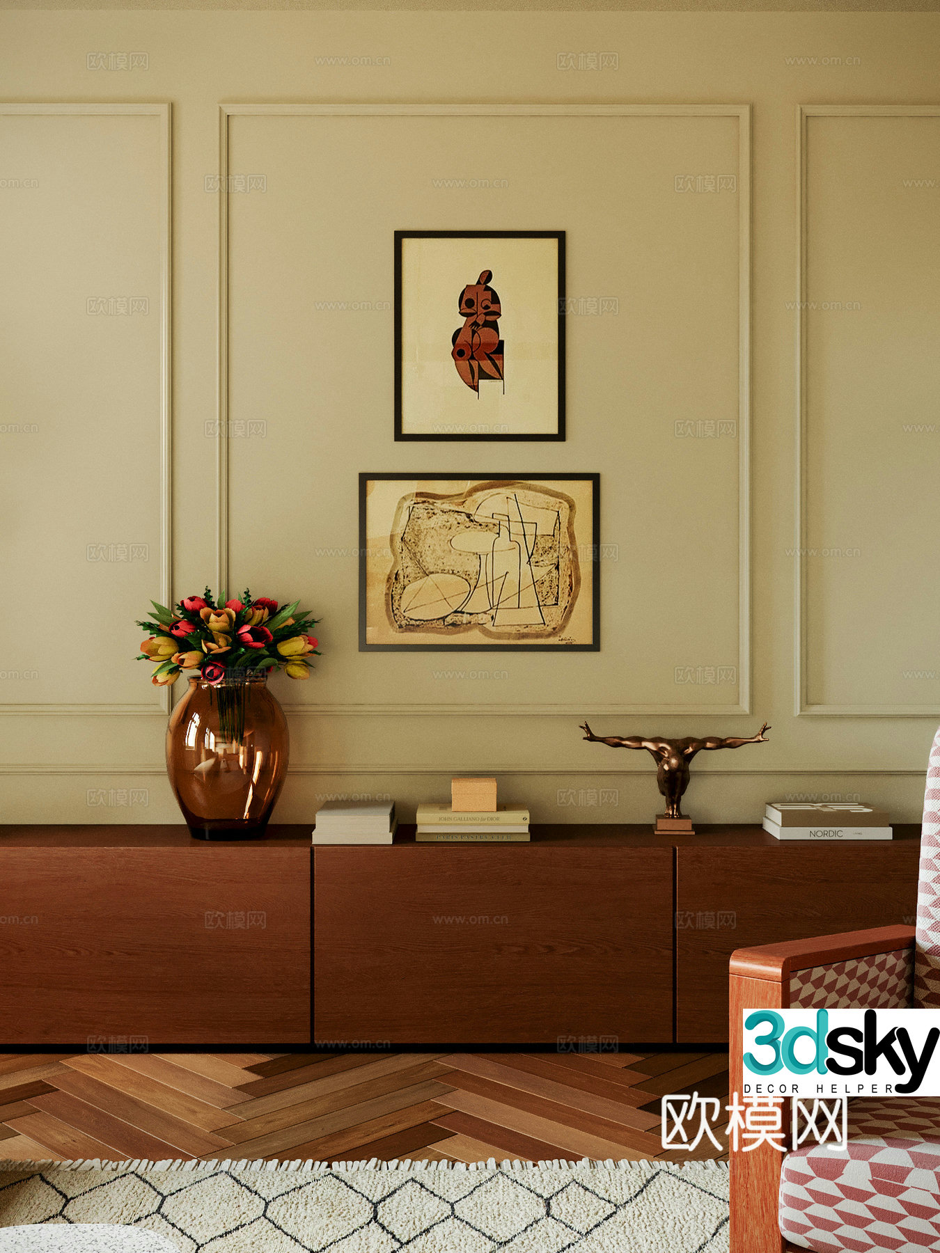 Middle-aged TV Cabinet Low Cabinet 3D Model