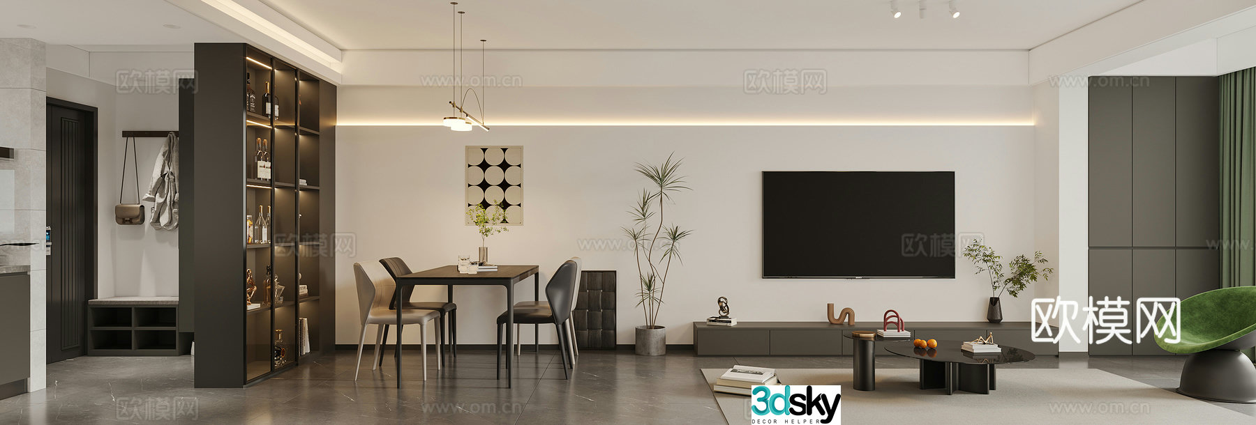 Modern guest restaurant 3d model