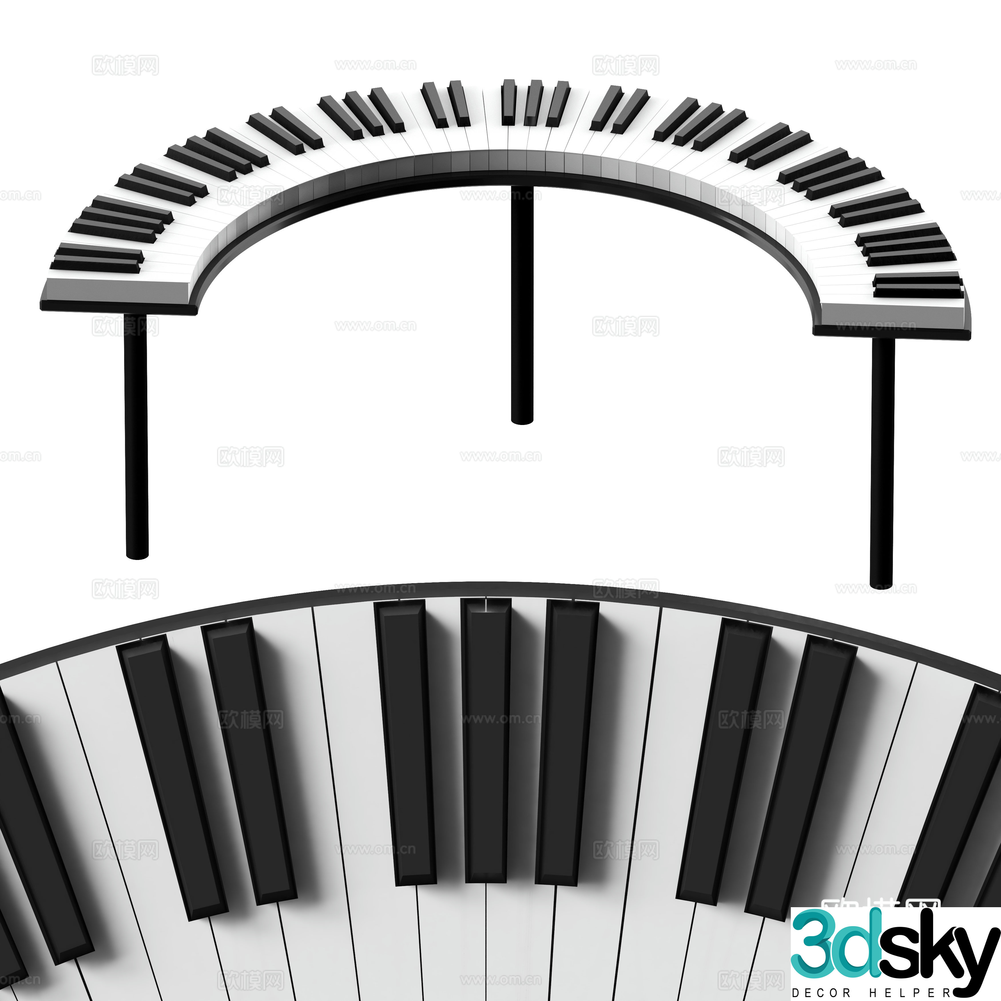 Modern electronic keyboard 3d model