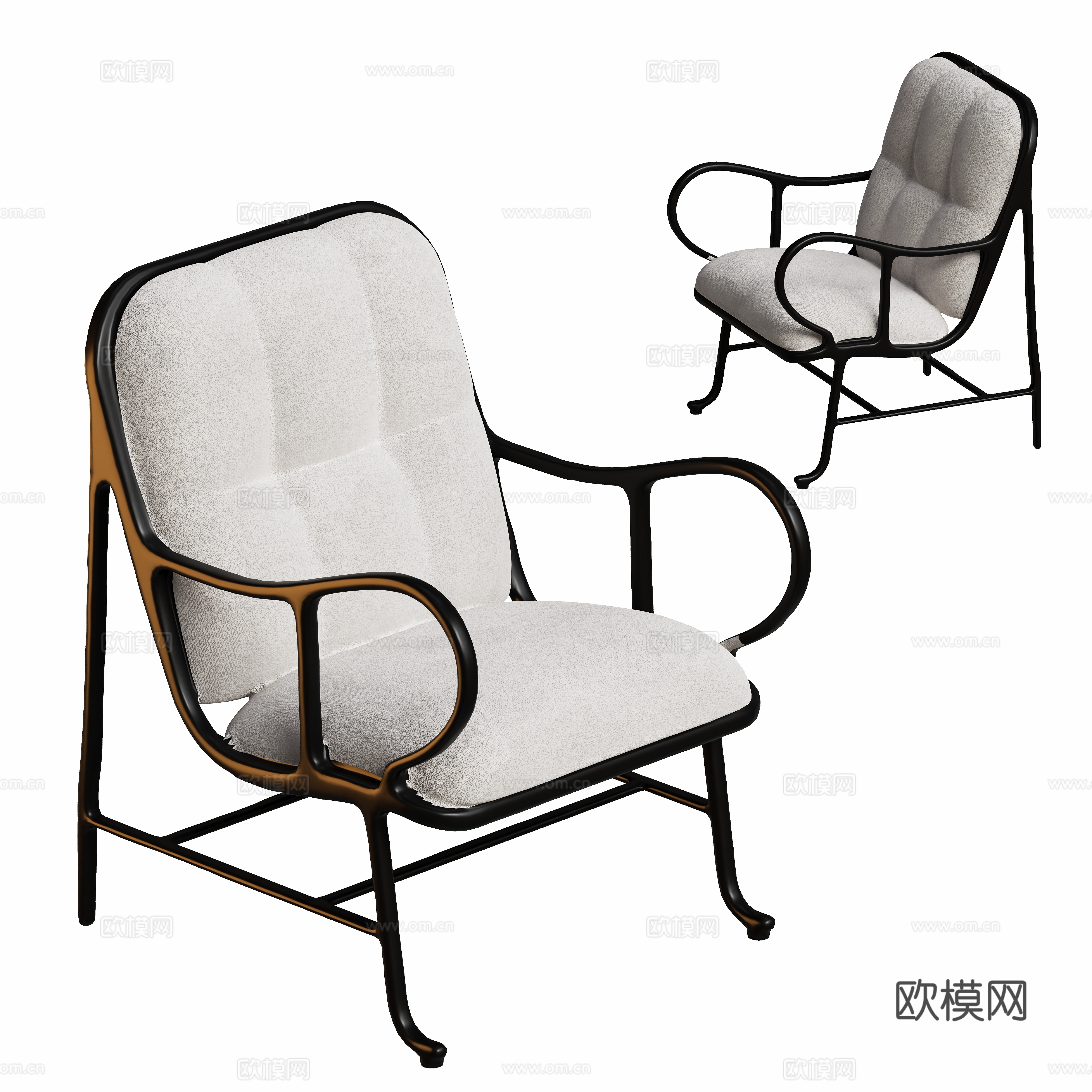 Modern metal leisure chair wrought iron chair 3d model