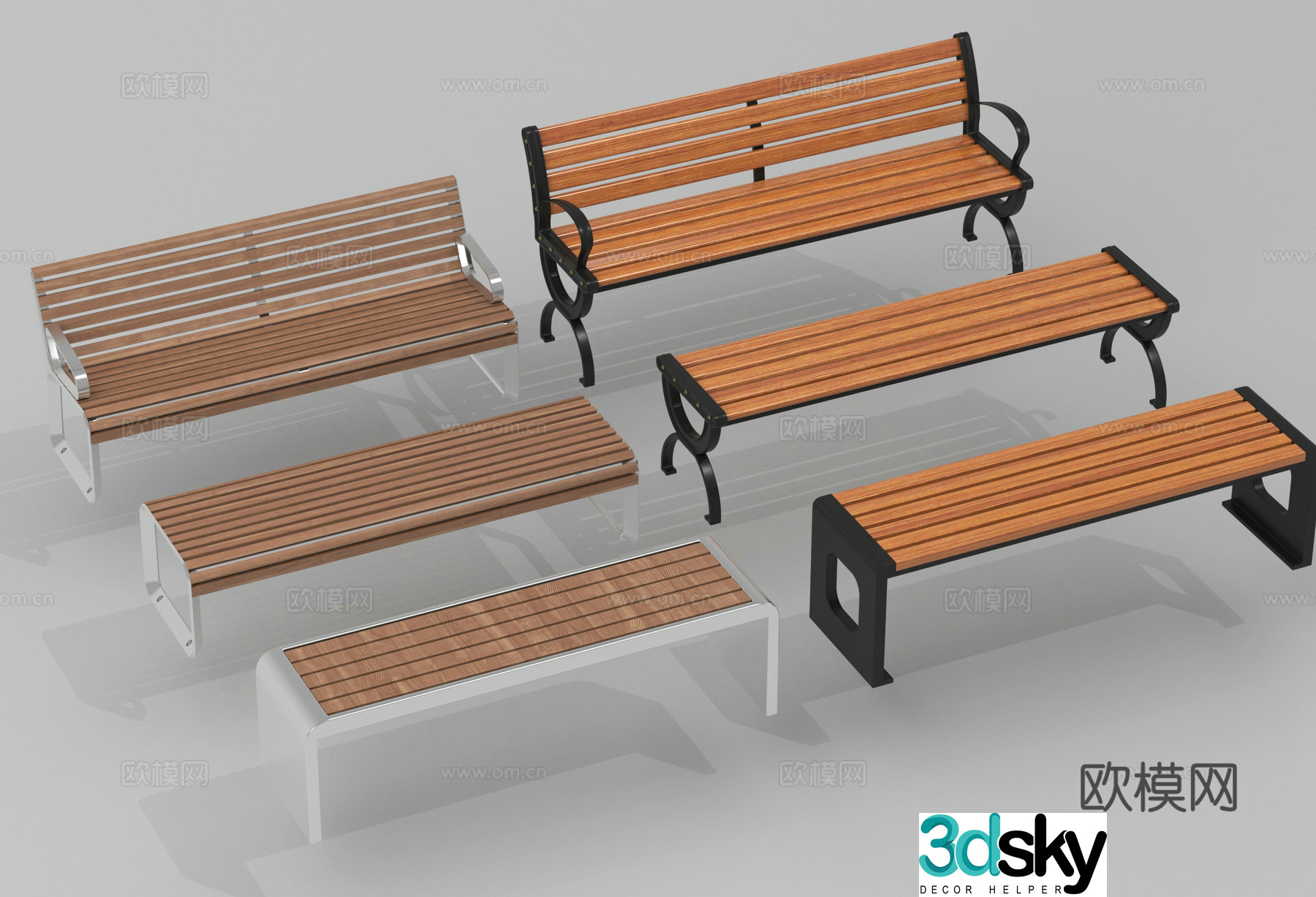 Park seats outdoor seats public seats bench 3d model