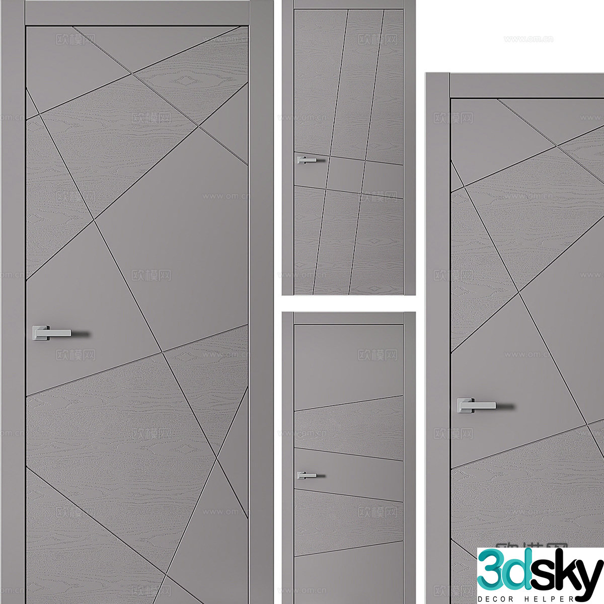 Modern minimalist door bedroom door single door swing door 3d model