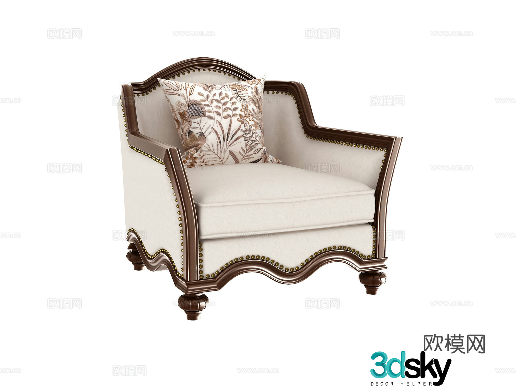 European style single sofa 3d model