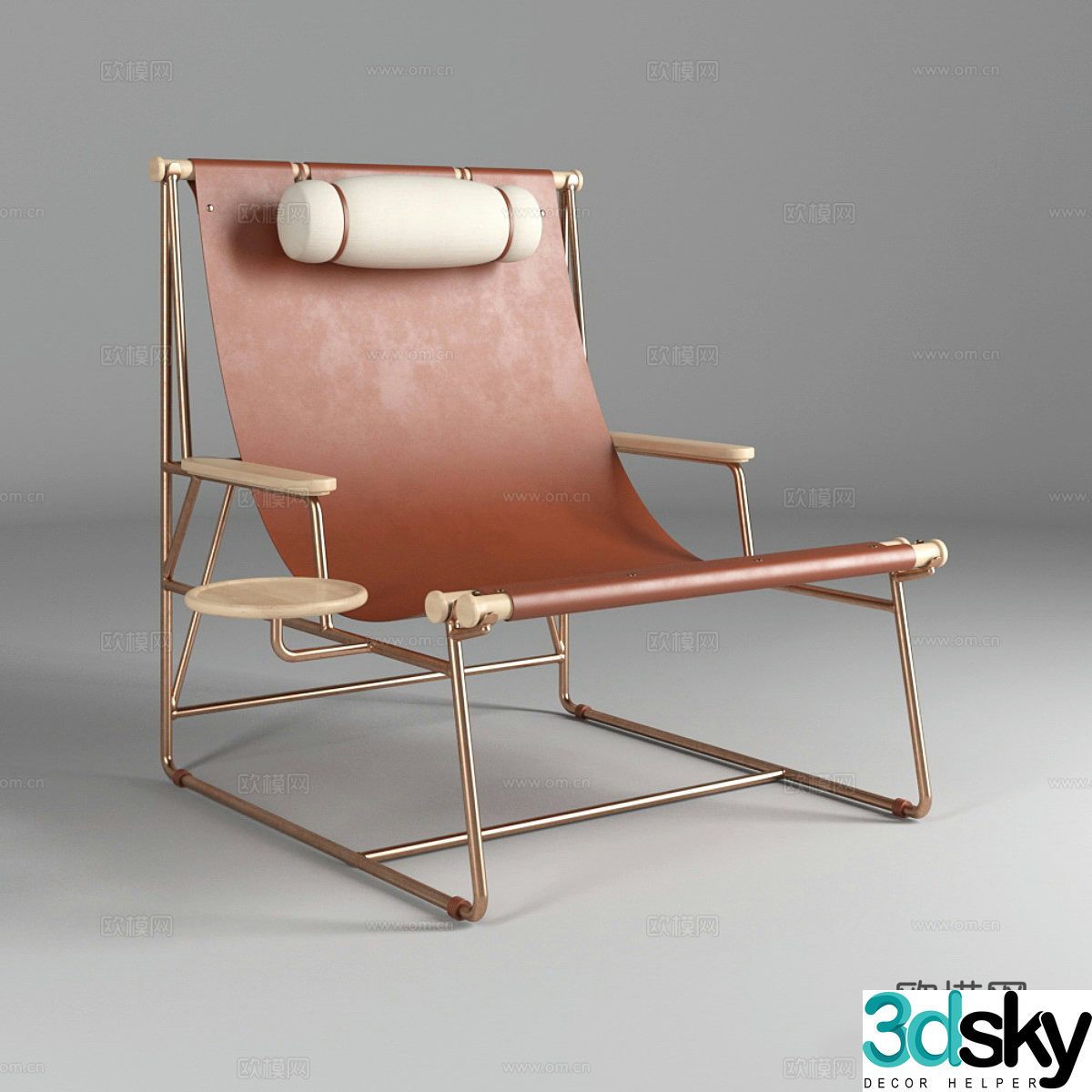 BDDW Italian leather lounge chair 3d model