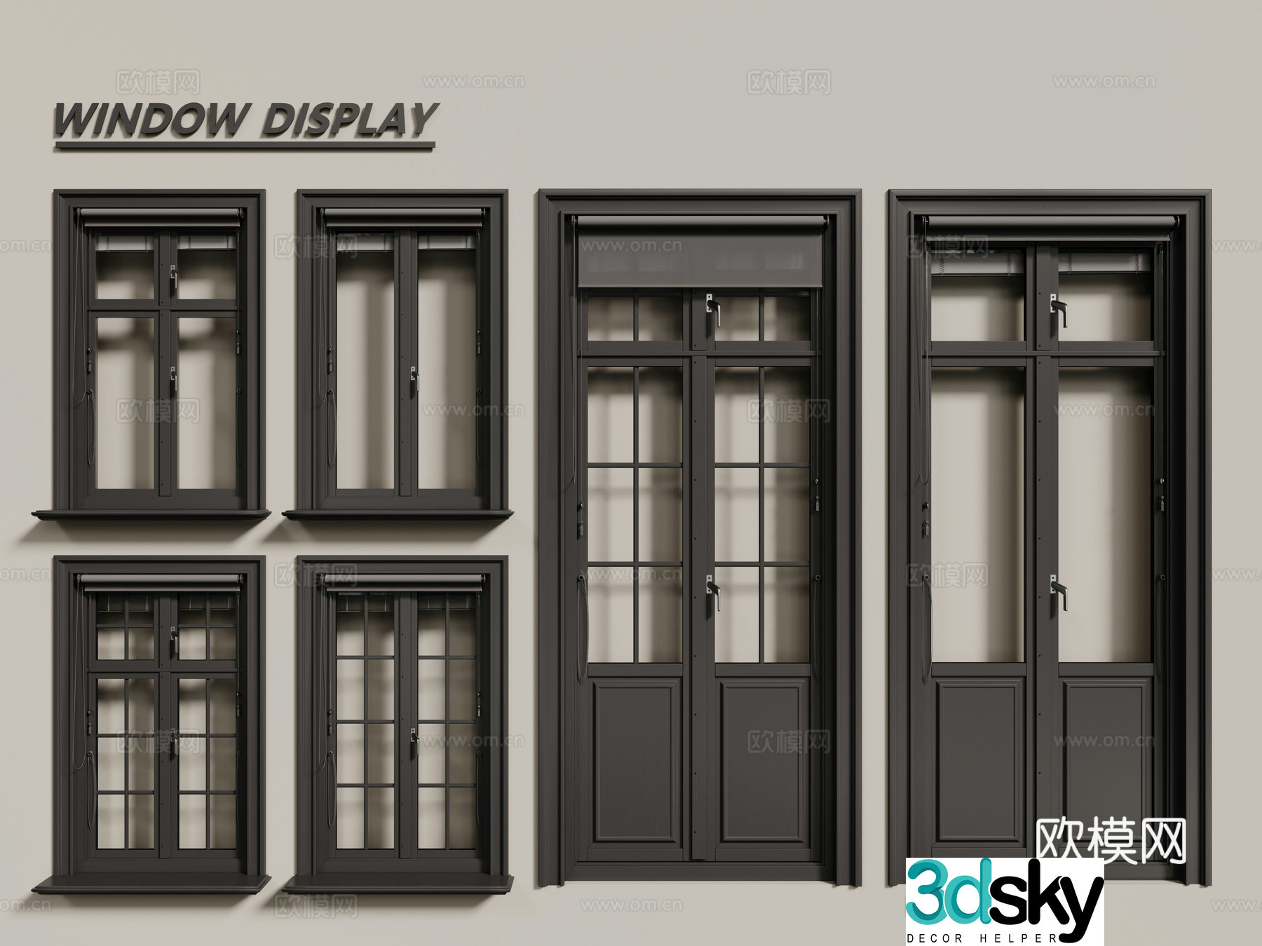 Medieval style windows aluminum windows floor-to-ceiling windows coffee doors double doors 3D model
