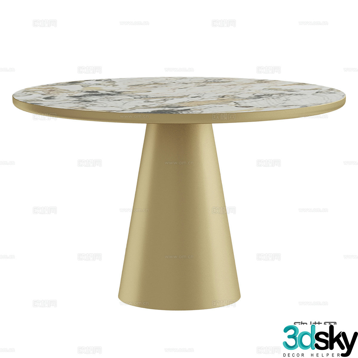 Light luxury round dining table 3D model