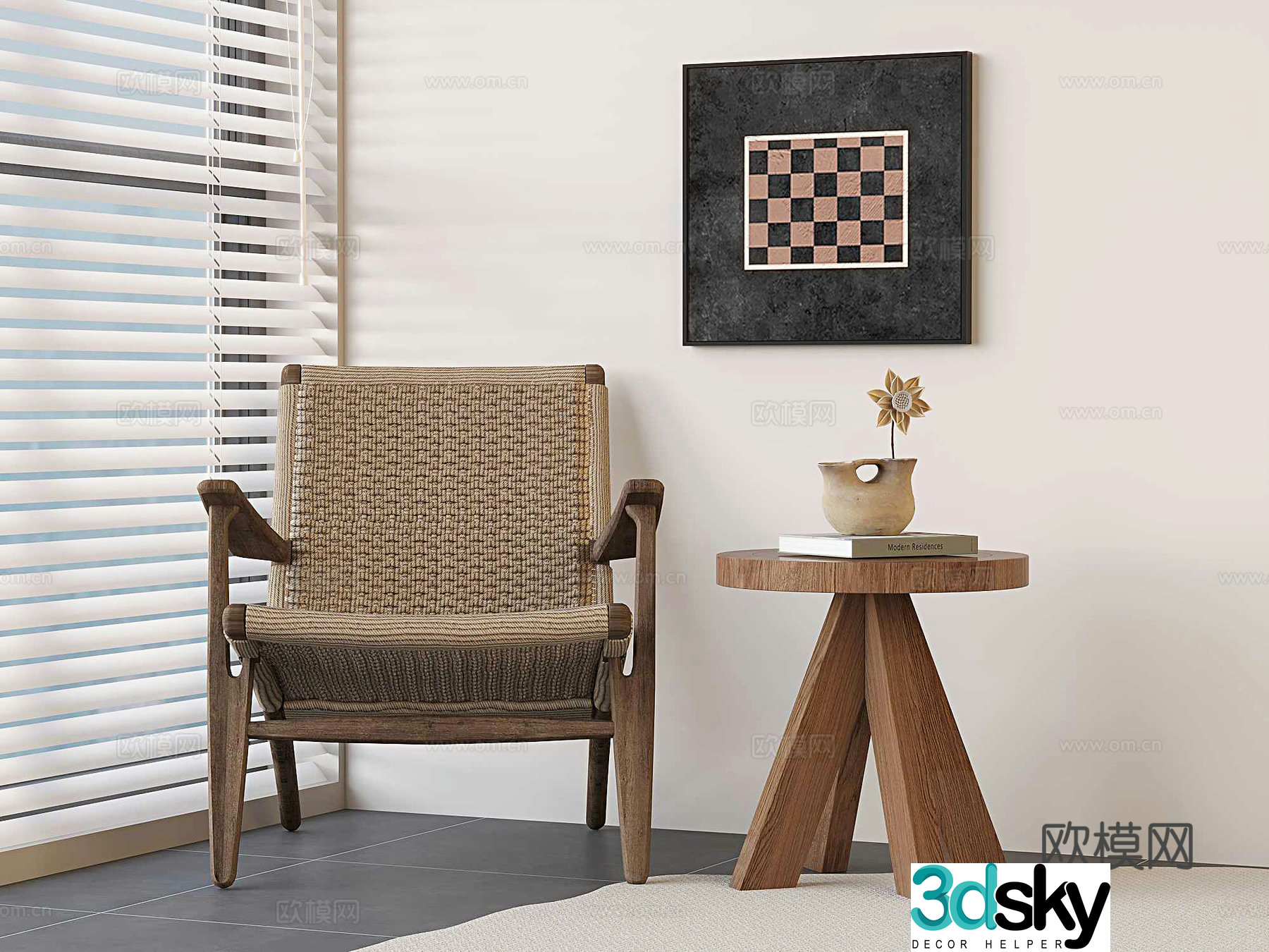 Medieval style leisure chair rattan chair 3d model