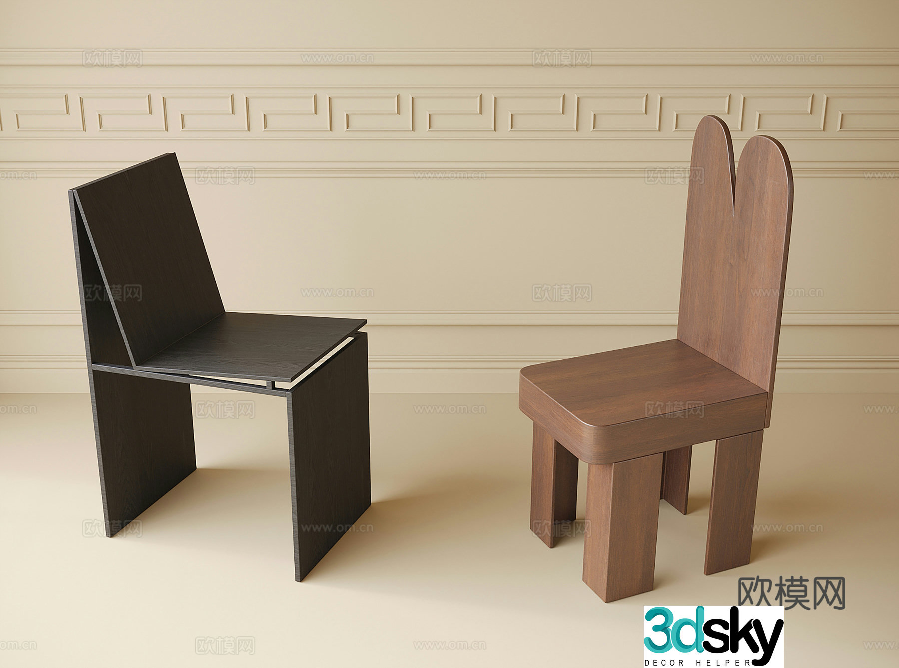 Medieval style single chair dressing chair tea chair 3D model