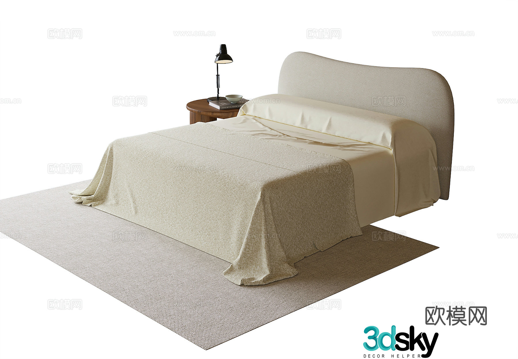 Medieval style double bed 3d model