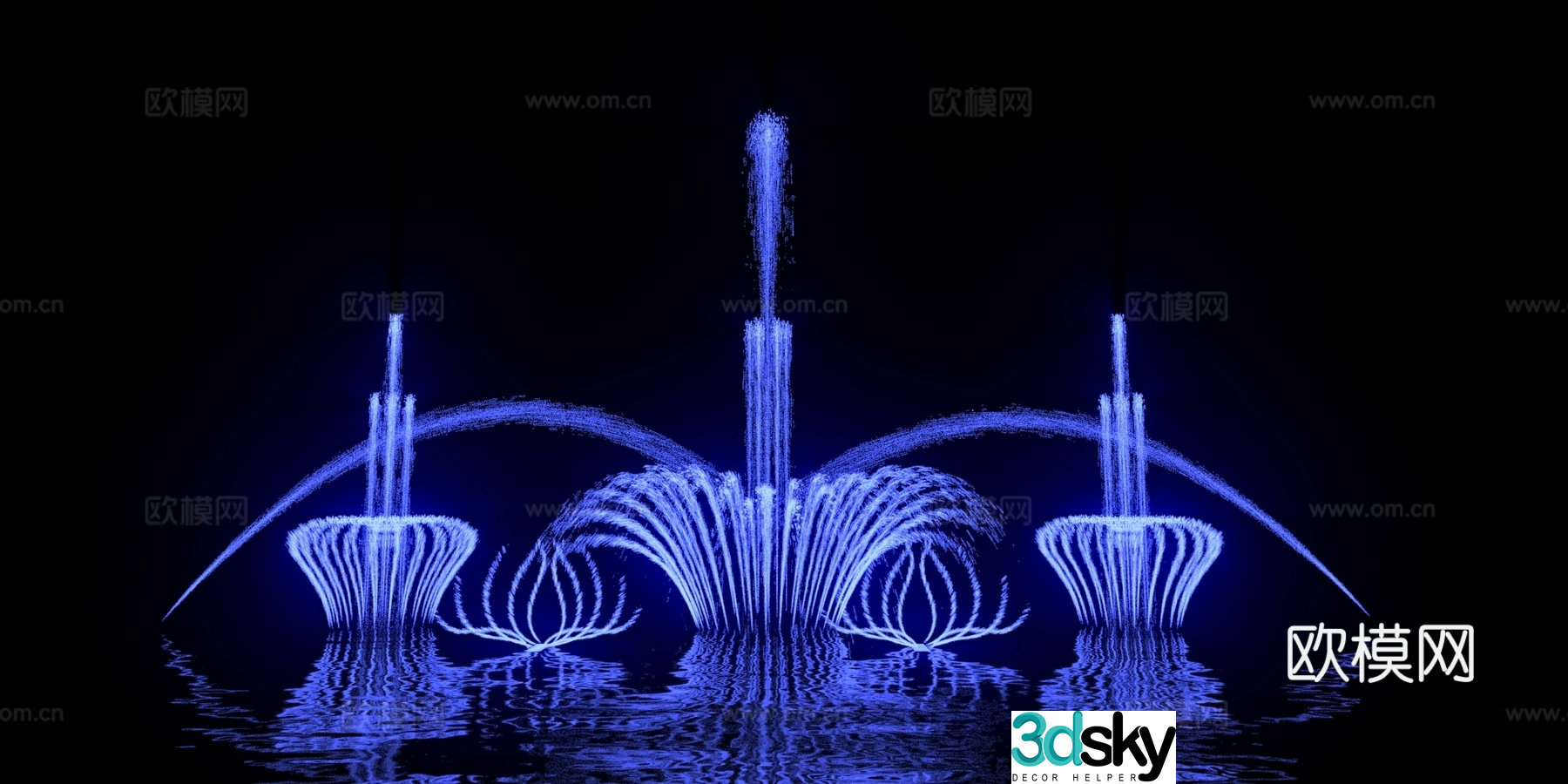 fountain night scene fountain fountain animation 3d model
