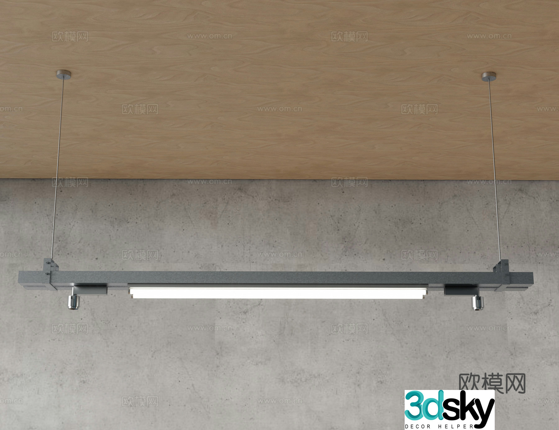 Modern metal chandelier long chandelier 3d model