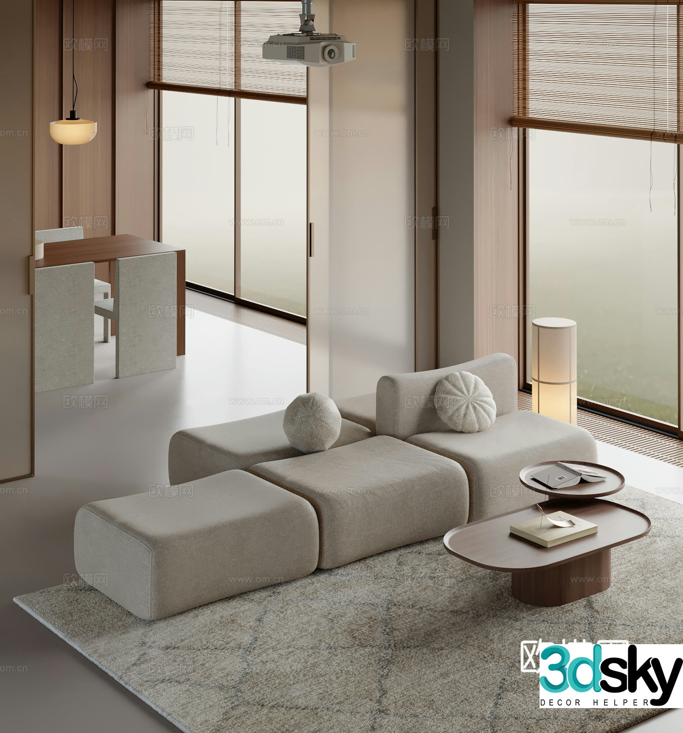 Modern splicing sofa upholstered sofa 3d model