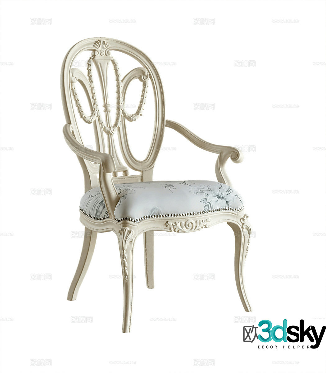 French side chair chair dining chair 3d model