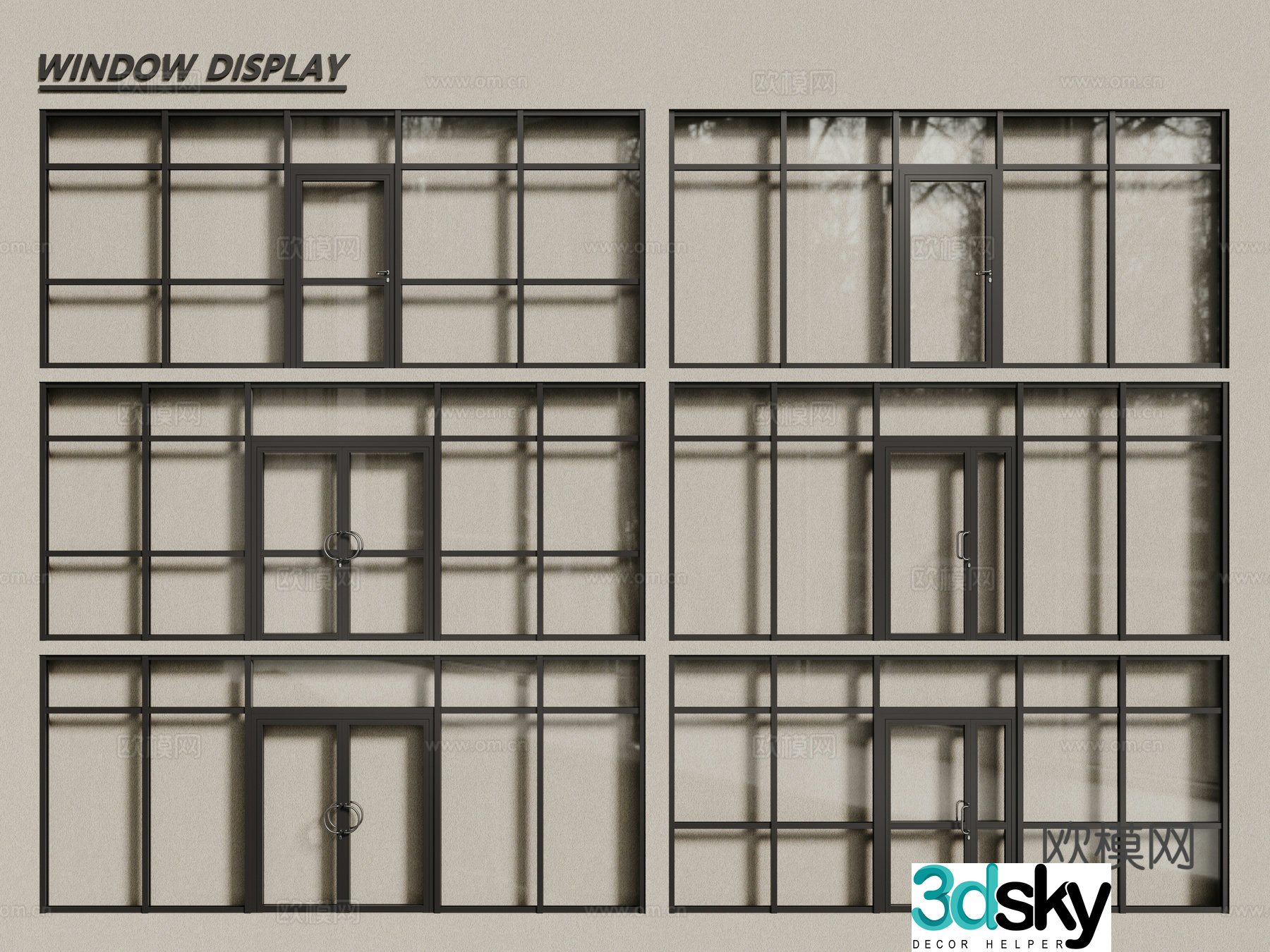 Modern windows aluminum alloy windows glass windows shop curtain wall 3d model
