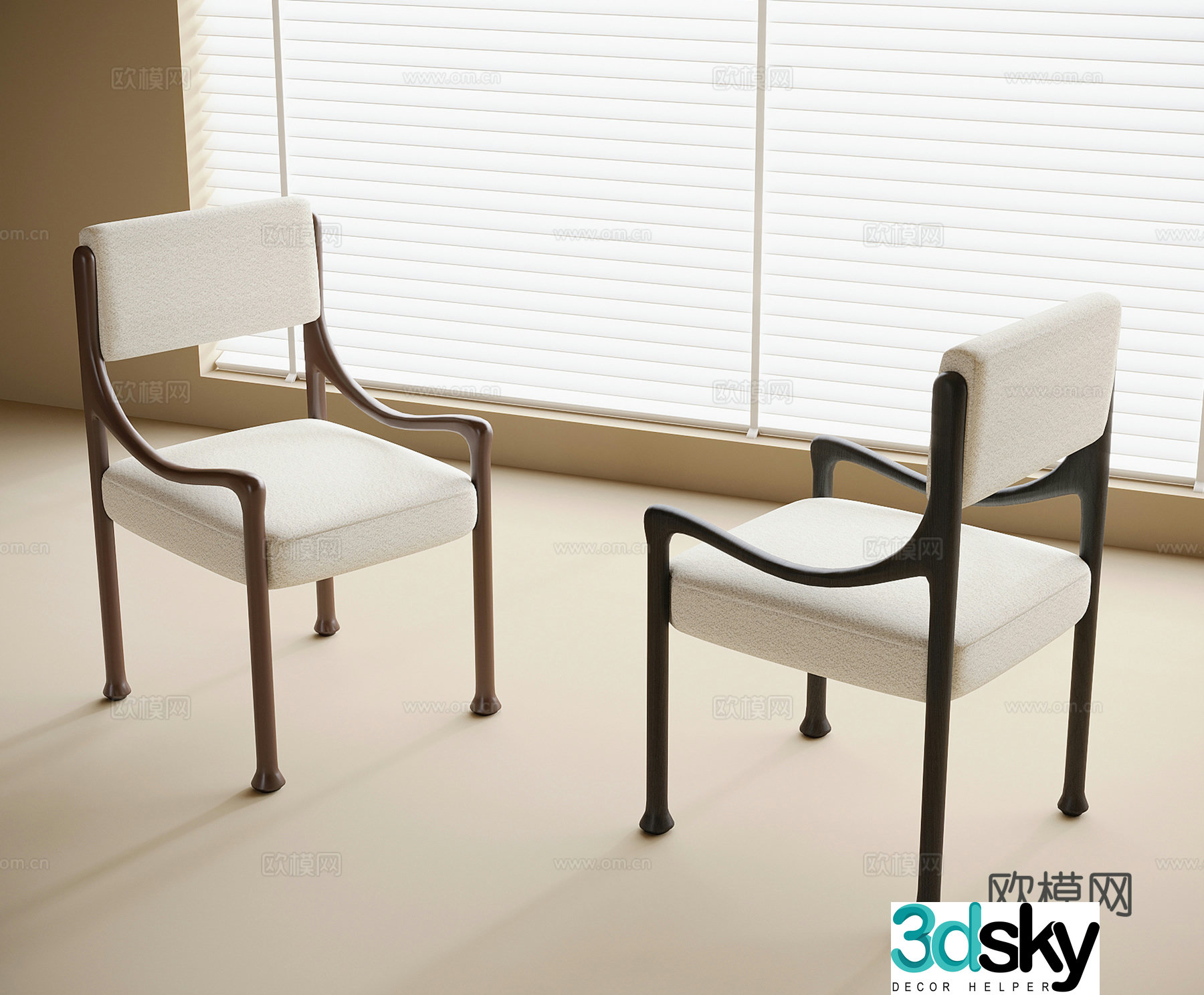 Medieval style single chair dining chair tea chair book chair 3D model