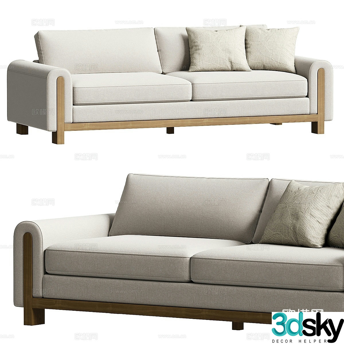 New Chinese style double sofa fabric sofa 3d model