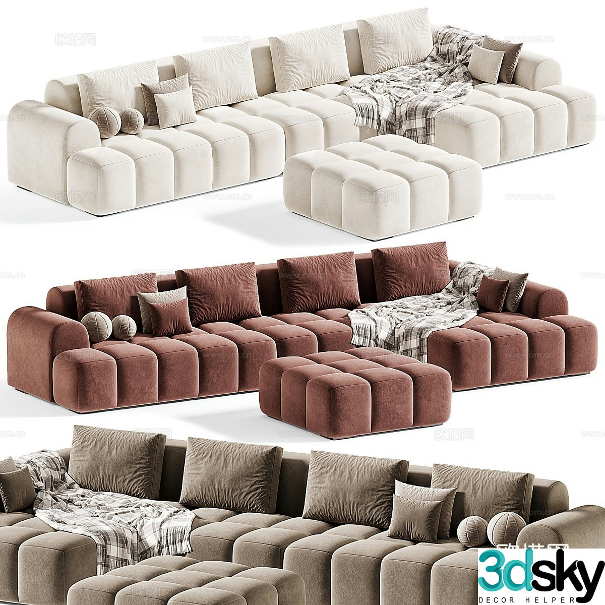 Modern multi-seater sofa corner sofa 3d model