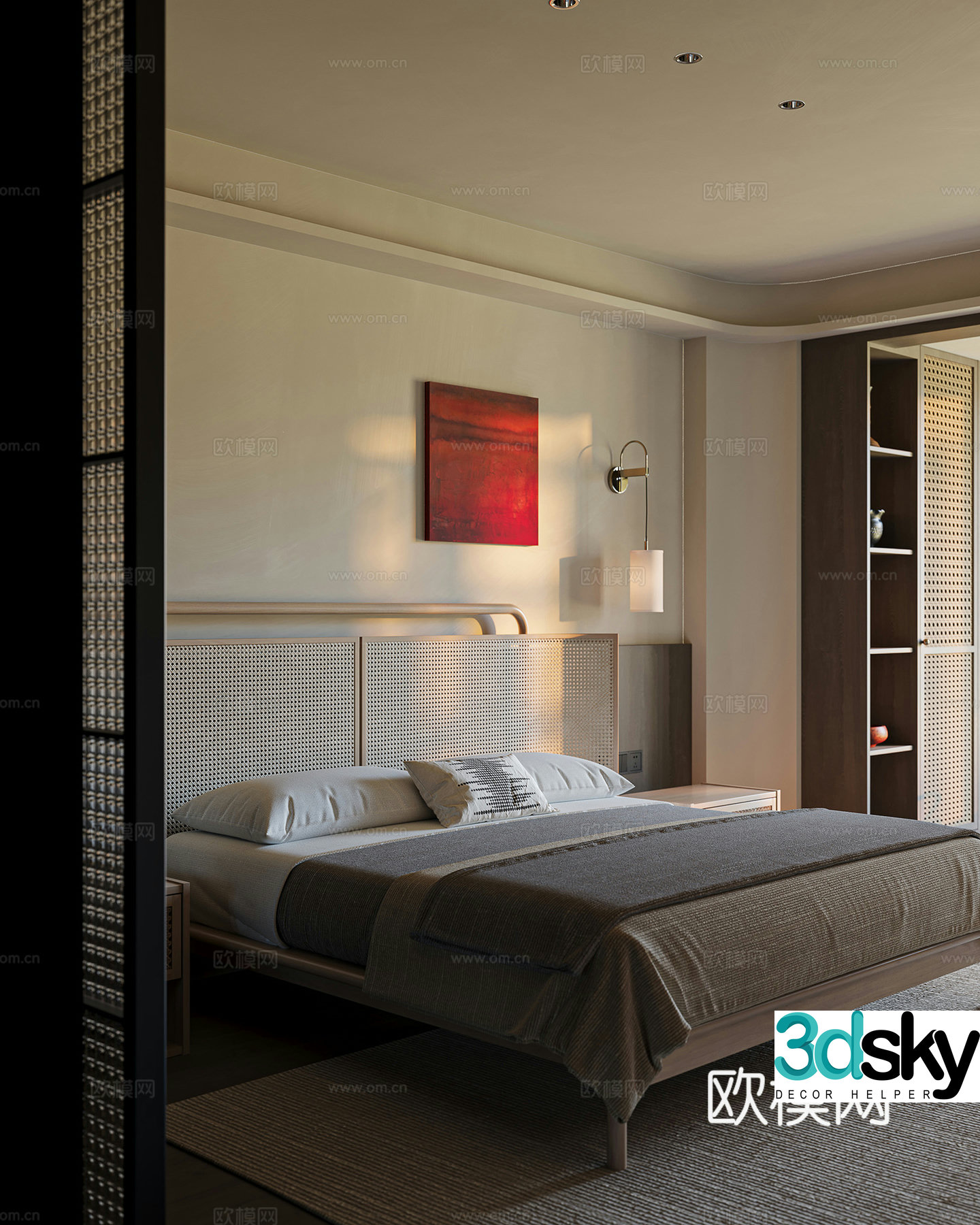 Medieval style double bed 3d model