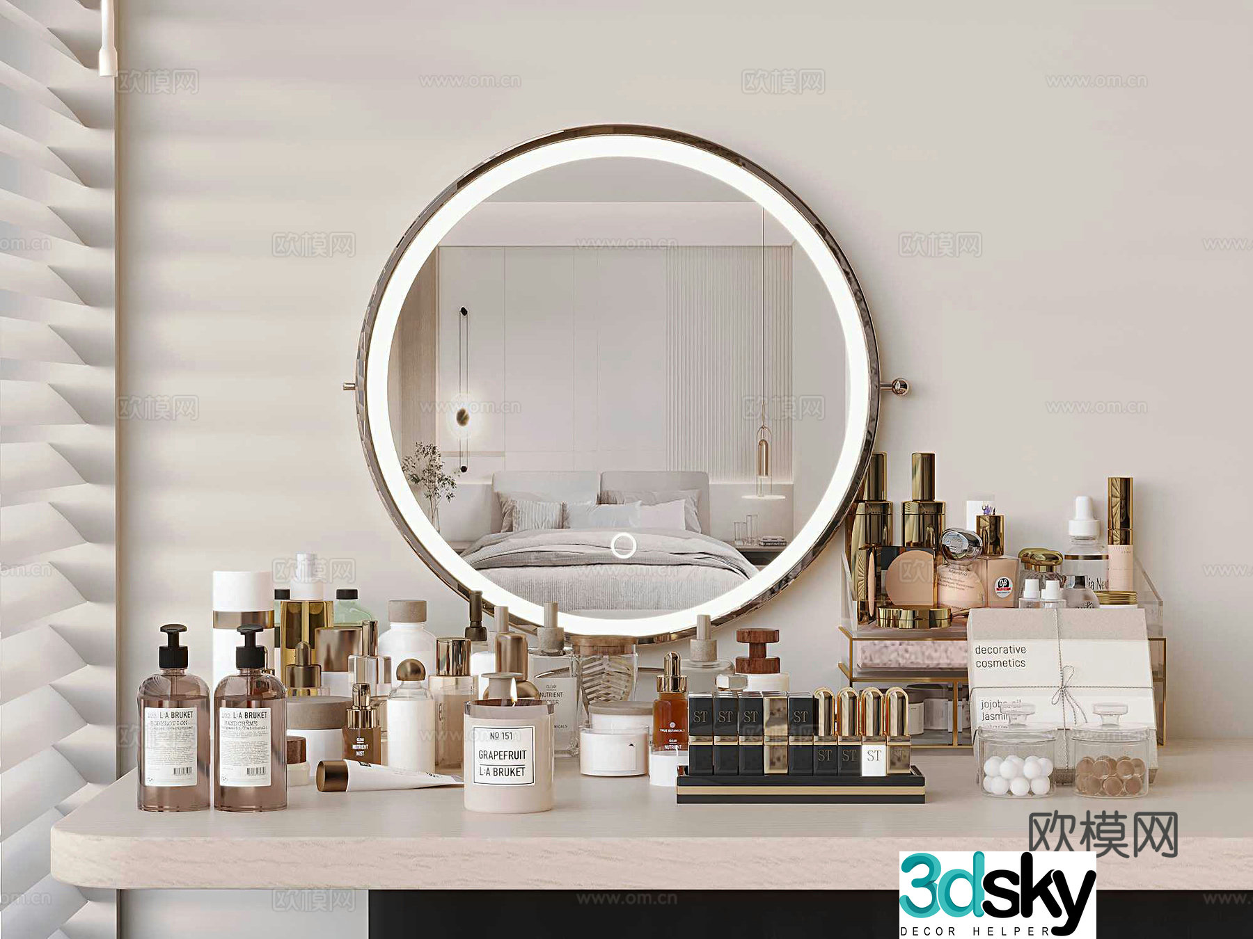 Modern cosmetics skin care products shampoo mirror 3d model