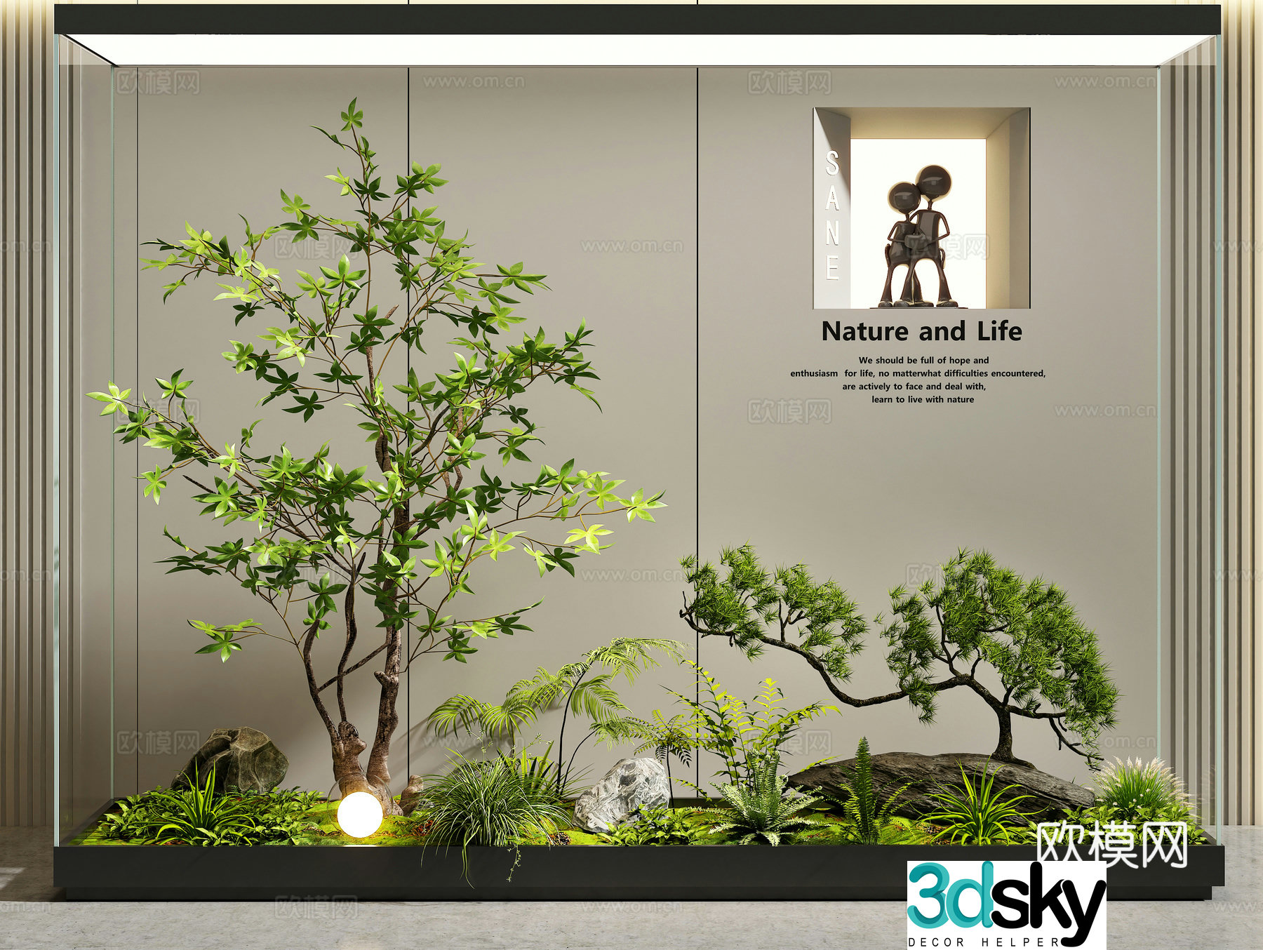 Modern landscaping sketch plant pile 3D model