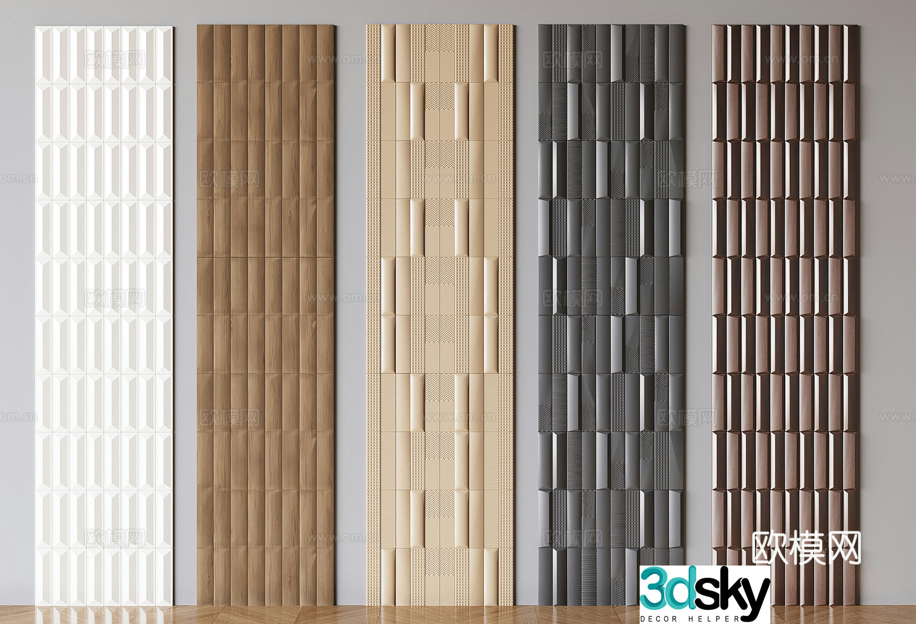 Styling wainscot three-dimensional wall panel texture board wall decorative panel 3D model