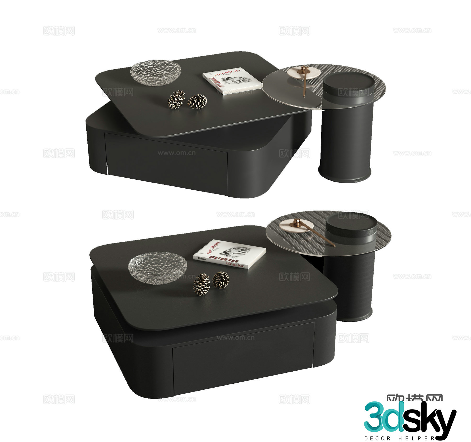 Modern double coffee table 3d model