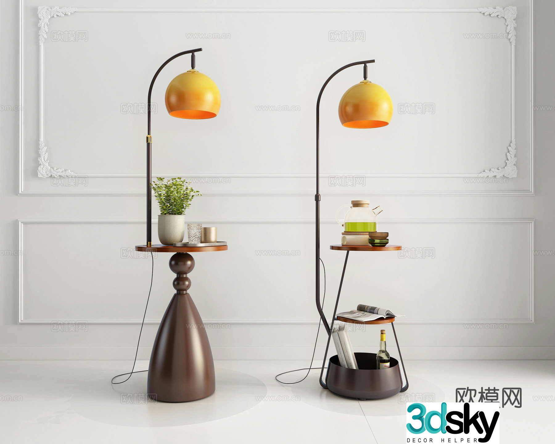 Medieval style fishing lamp integrated floor lamp 3D model