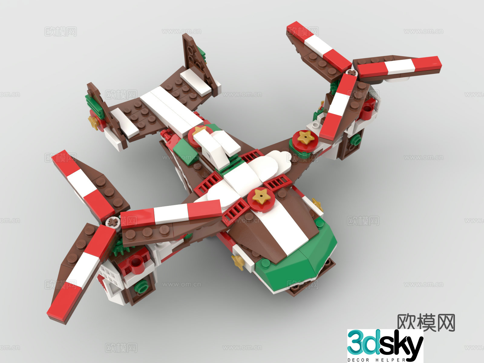 LEGO helicopter building block toy 3d model