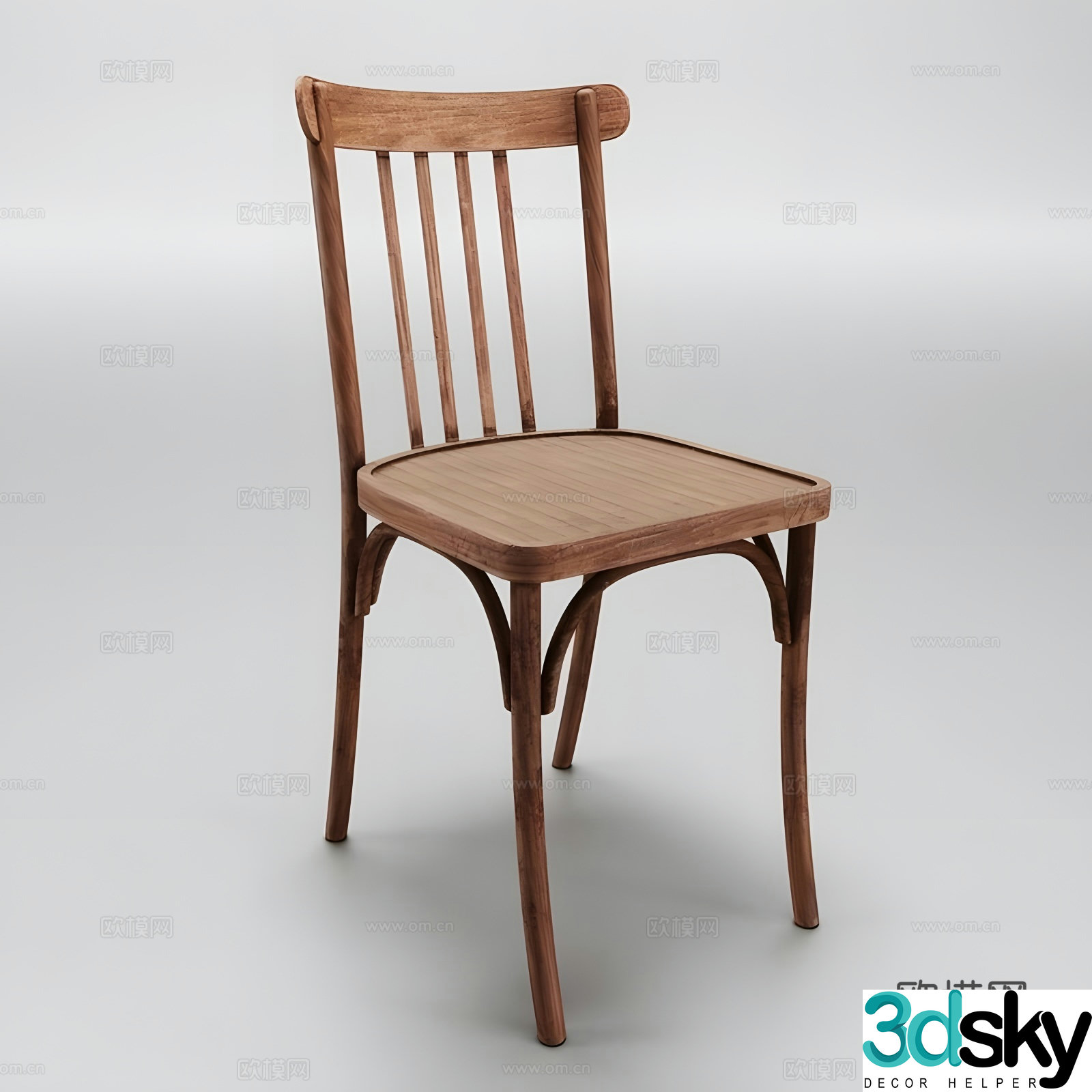 Log style dining chair chair 3d model