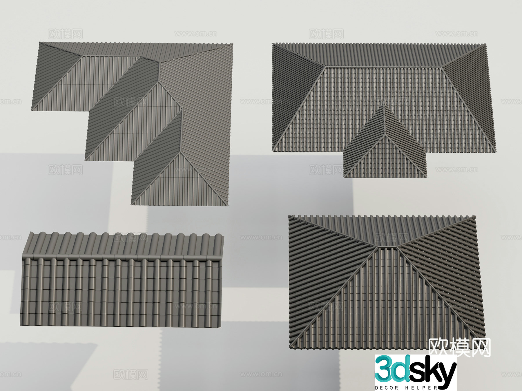 New Chinese style roof ridge eaves 3d model