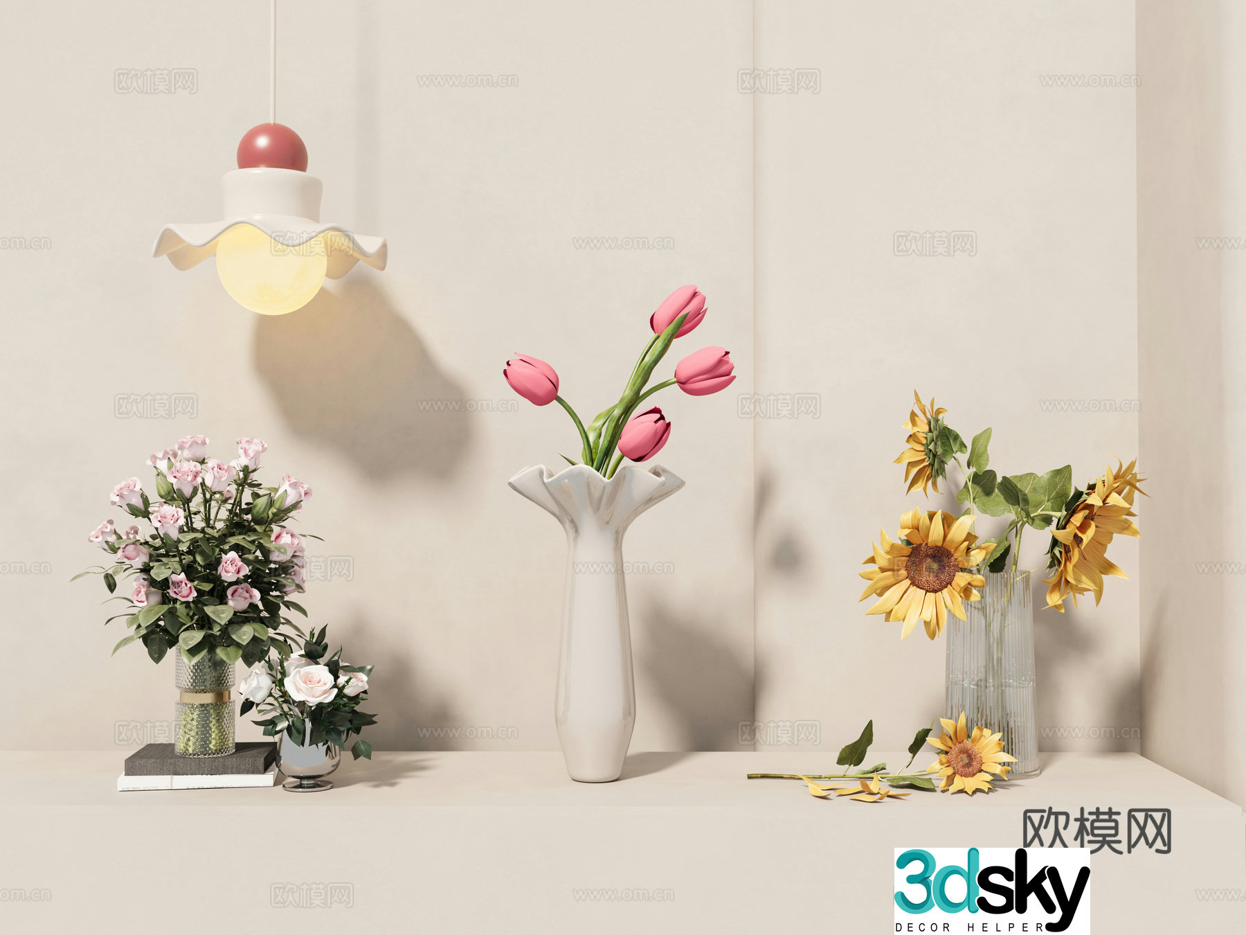 Vase Flower Art Flower Arrangement 3D Model