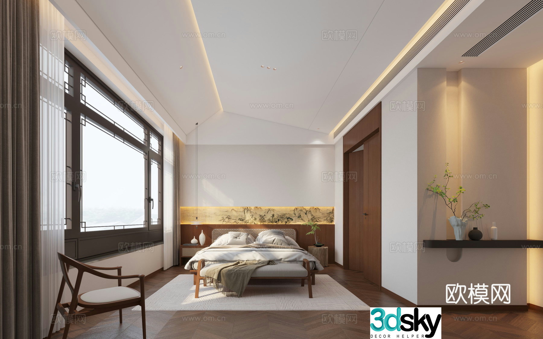 New Chinese bedroom master bedroom Song’s aesthetic 3D model