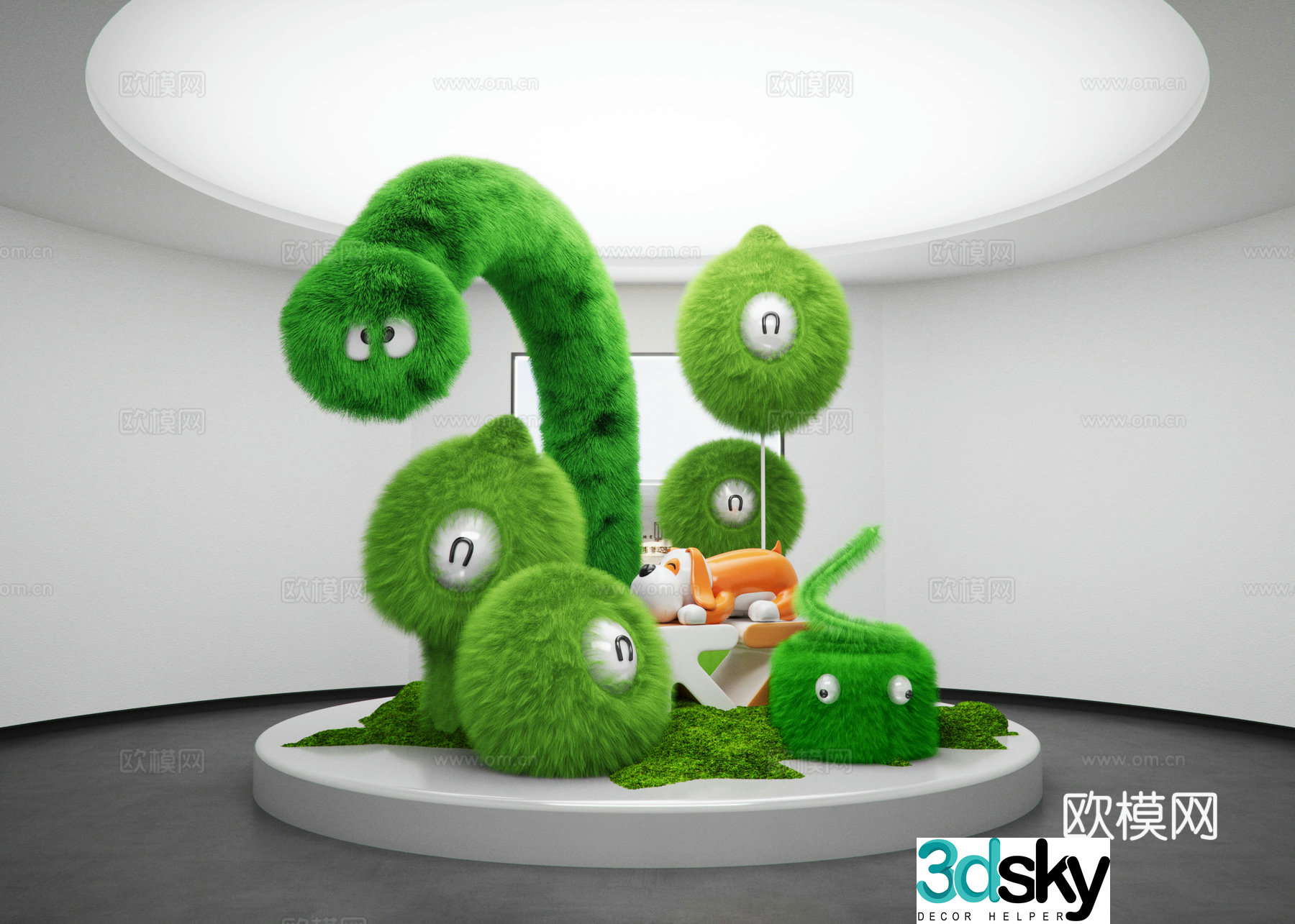 3D model of modern indoor plush sculpture display device