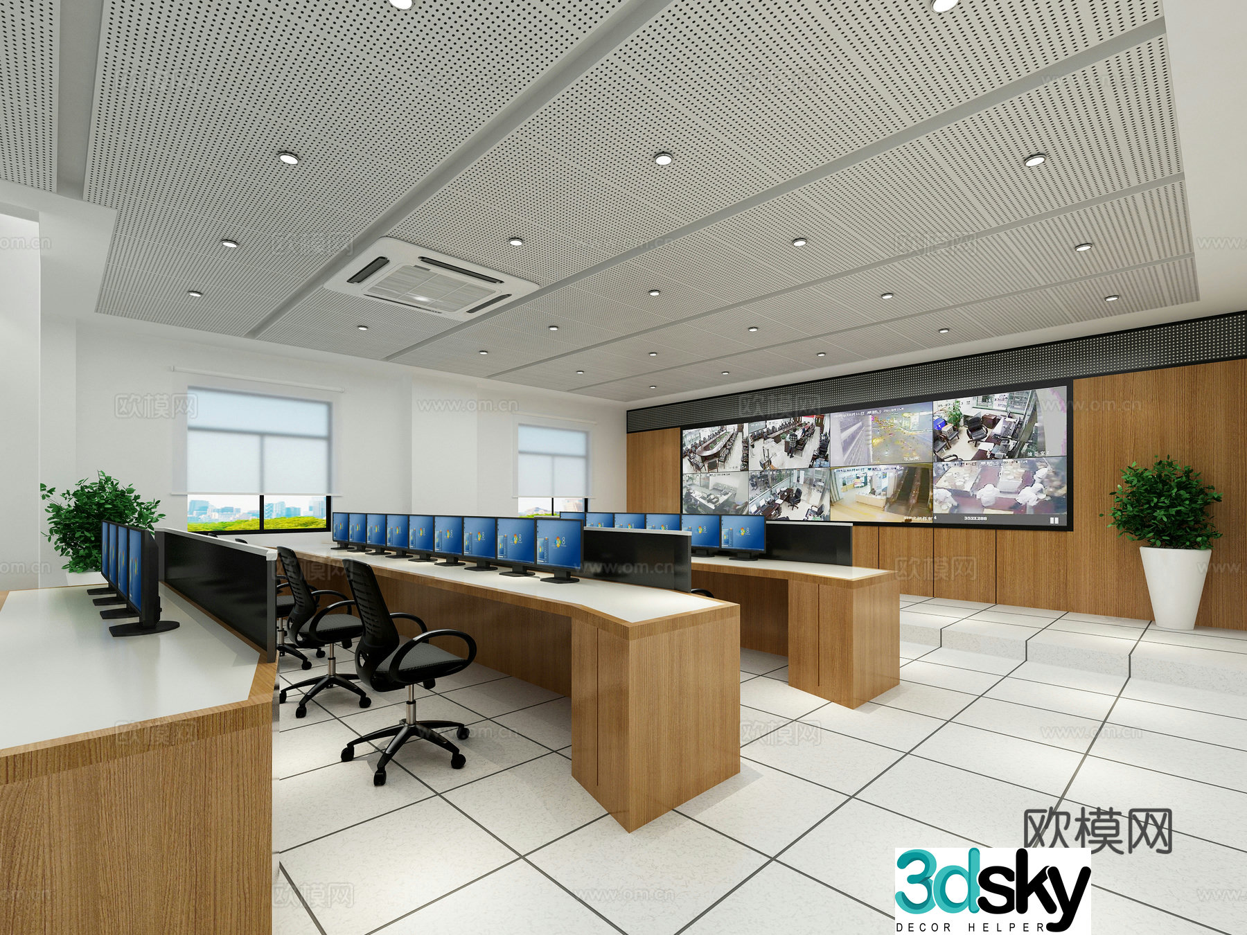 Modern control room information room 3D model