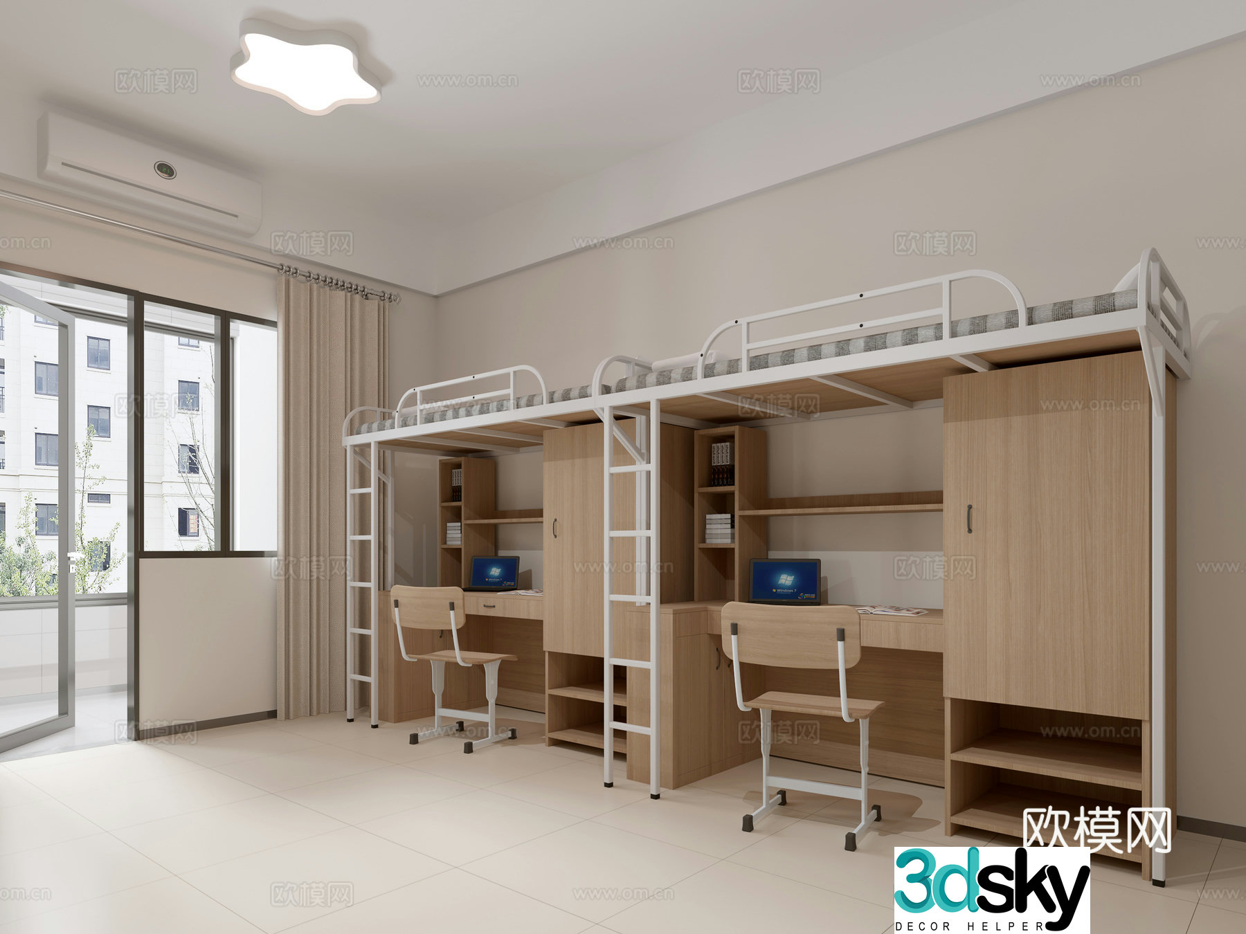 Modern student dormitory staff dormitory university dormitory school dormitory 3d model