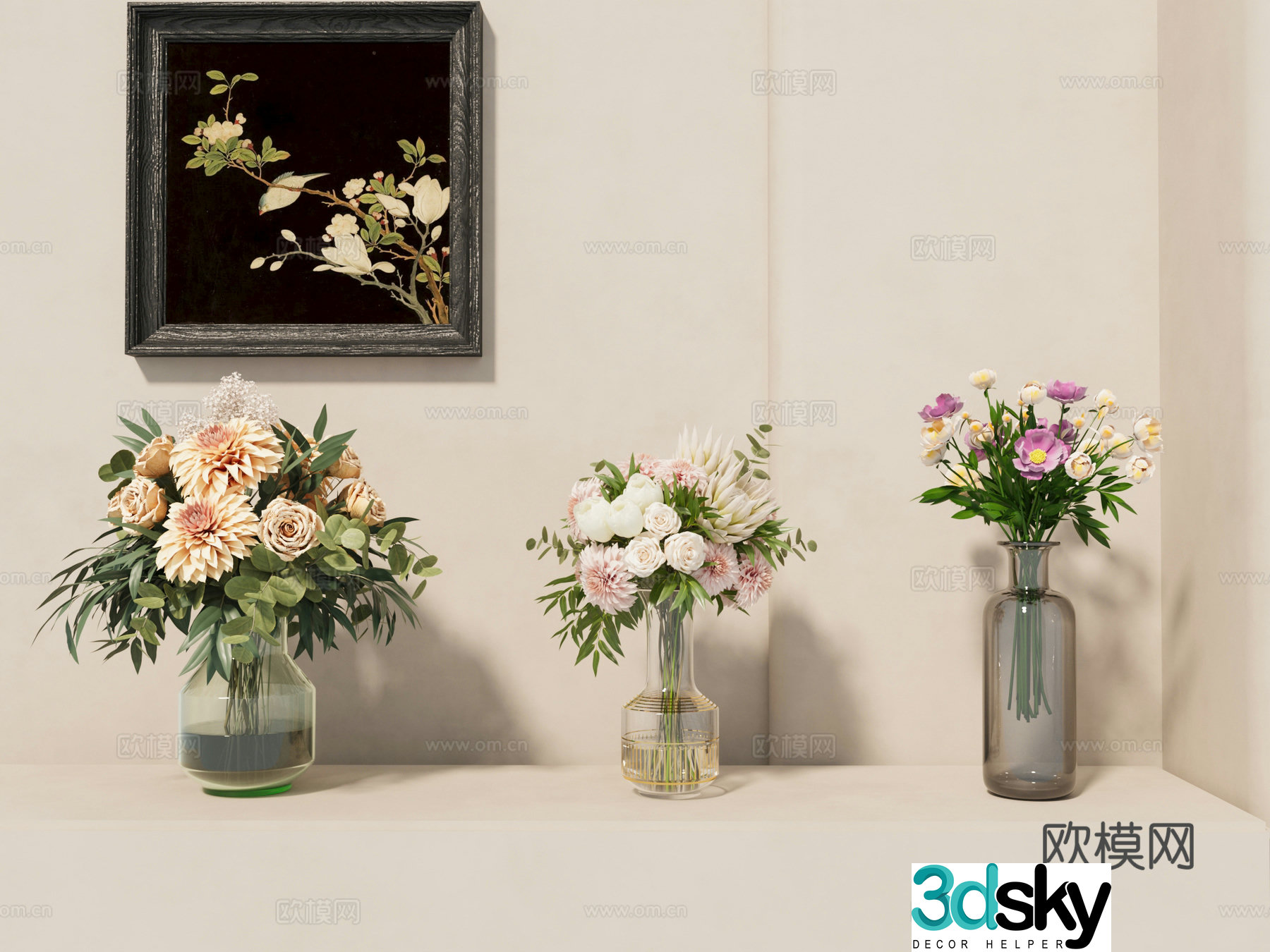 Flower ornaments flowers vase floral ornaments 3d model