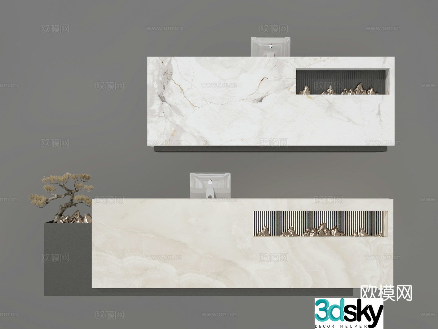 Modern front desk service desk 3d model