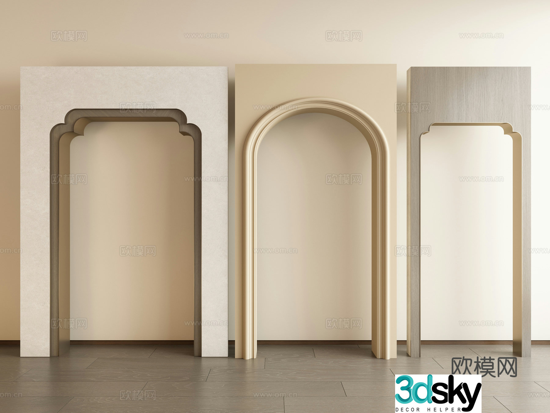 French arch door cover arched hole circular hole 3d model