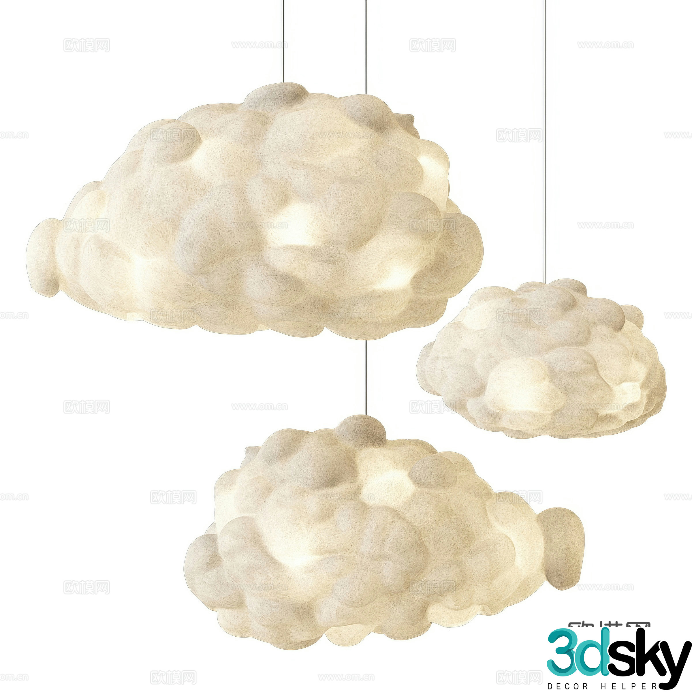 Modern decorative chandelier Cloud lamp 3d model