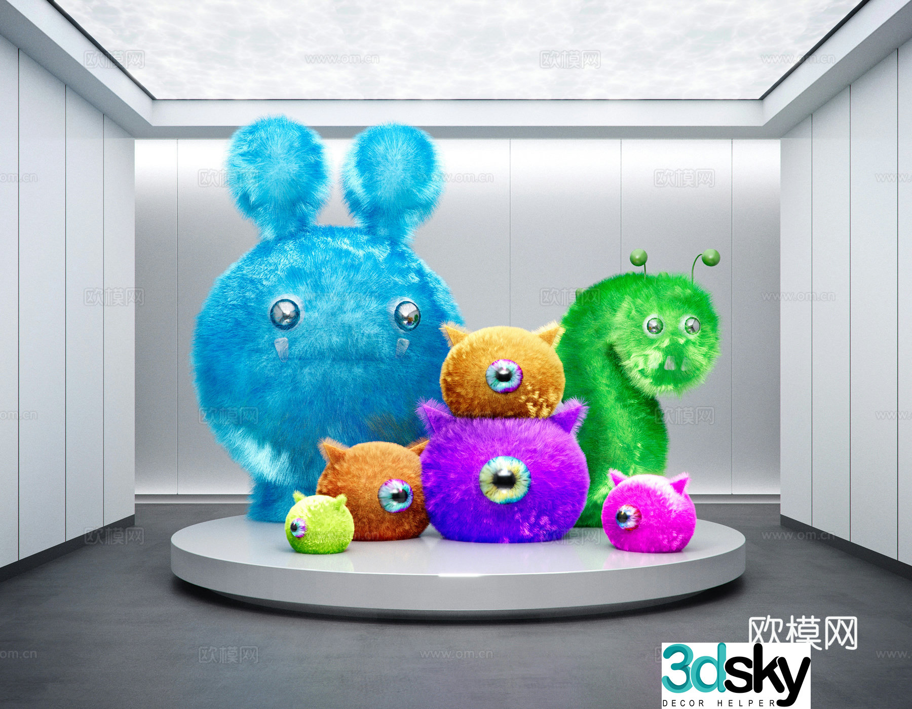 Modern interior plush sculpture installation display 3D model
