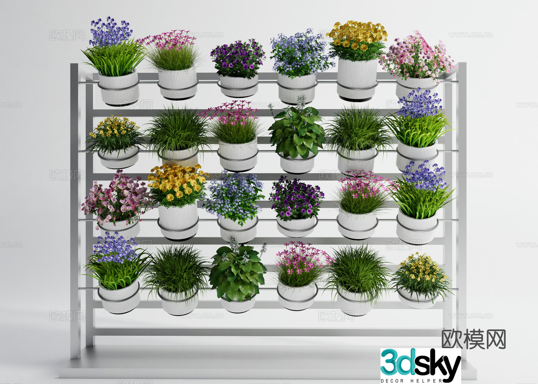 Floral small potted plant flower pot flower stand 3D model
