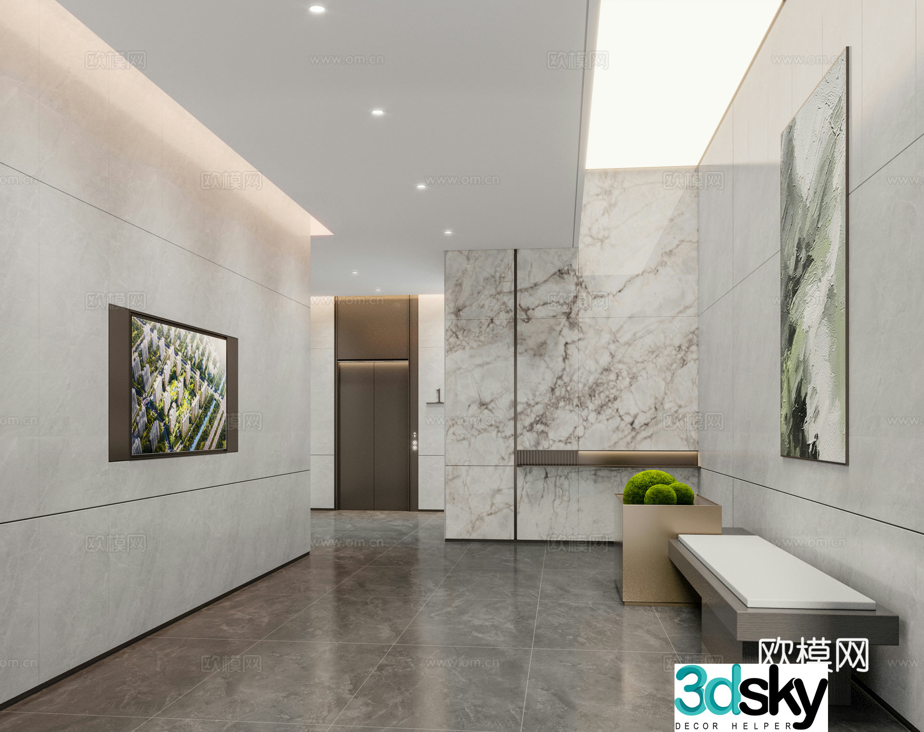 Modern entrance lobby entrance foyer 3d model
