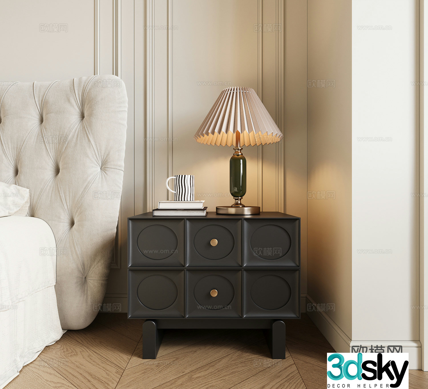 Medieval style bedside table 3d model