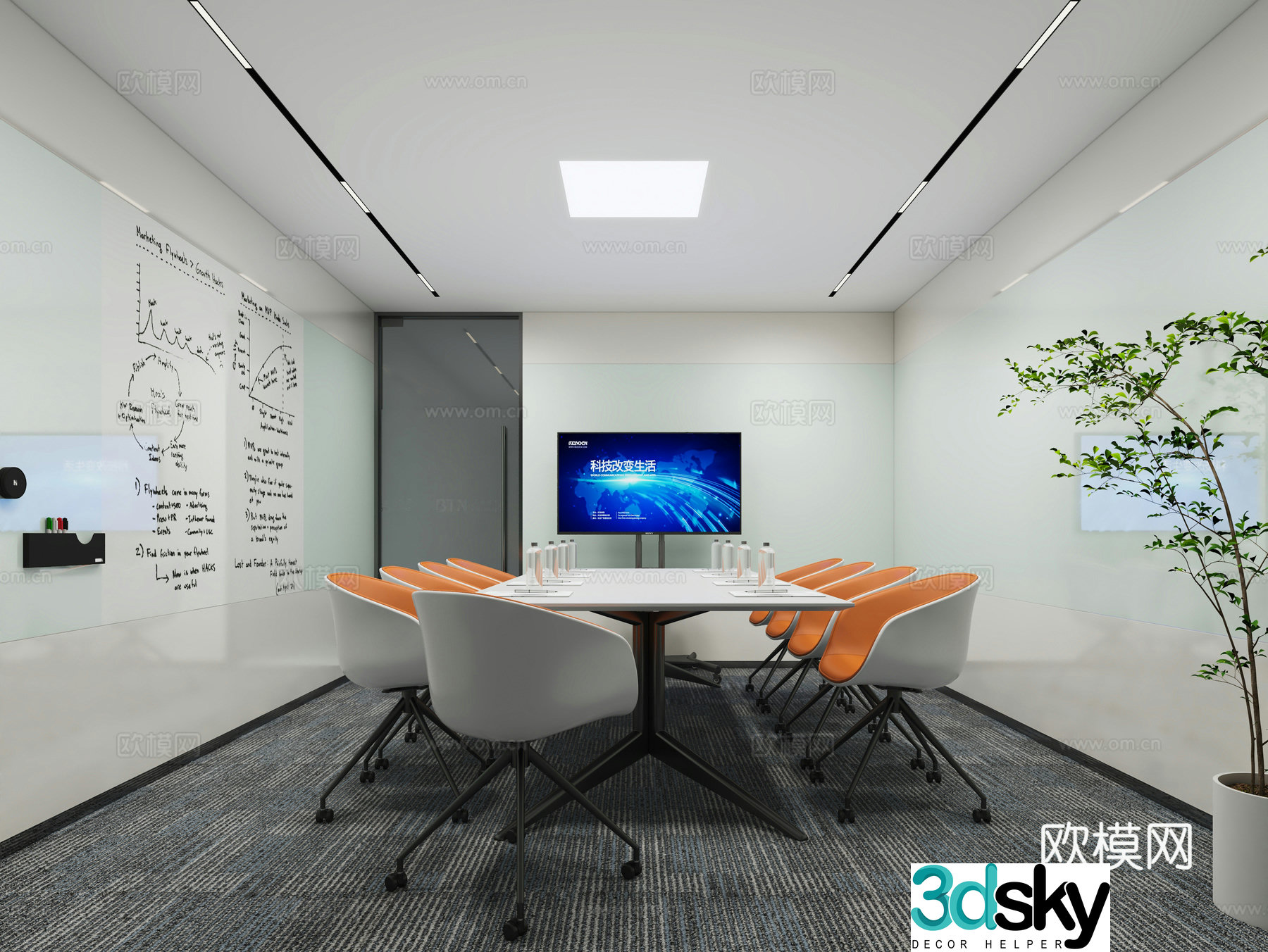 Modern conference room discussion room 3d model