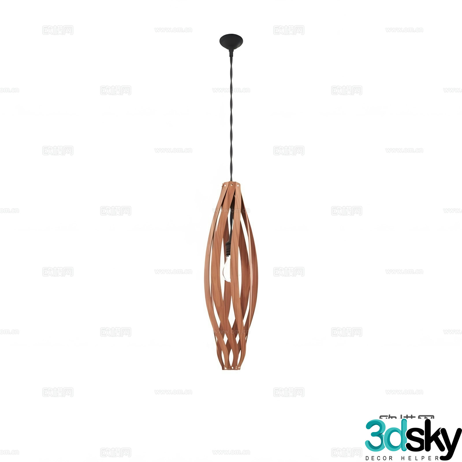3D model of small chandelier in log style