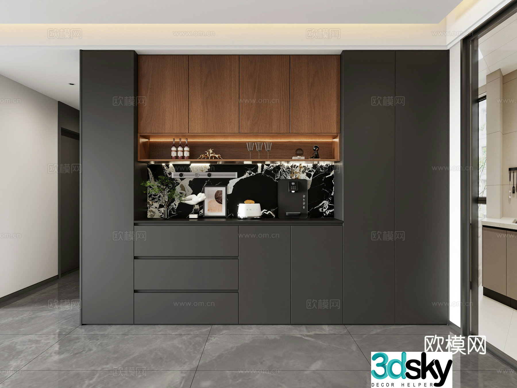 Italian wine cabinet sideboard 3d model