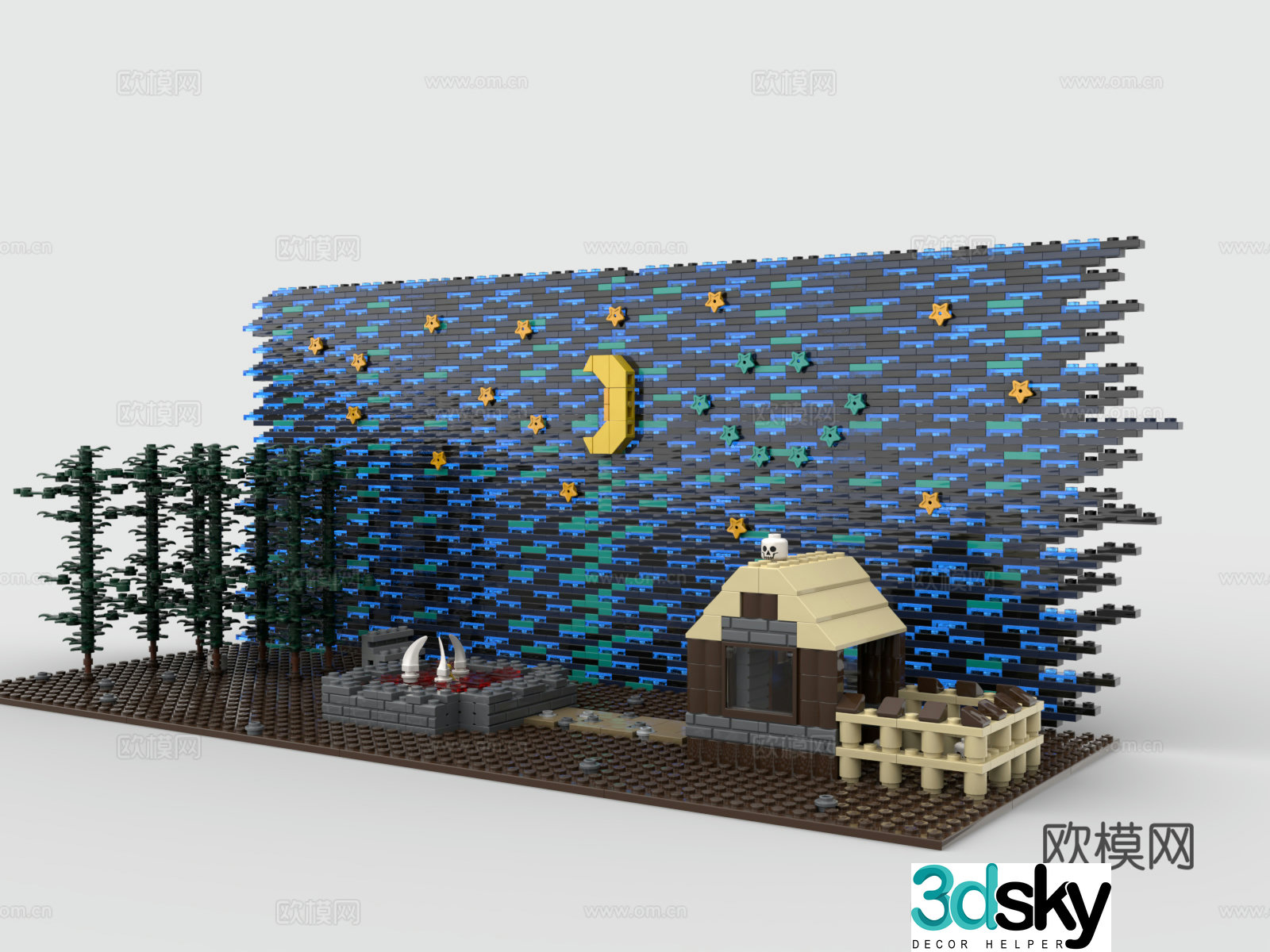 LEGO LEGO toys building blocks starry sky cabin 3d model