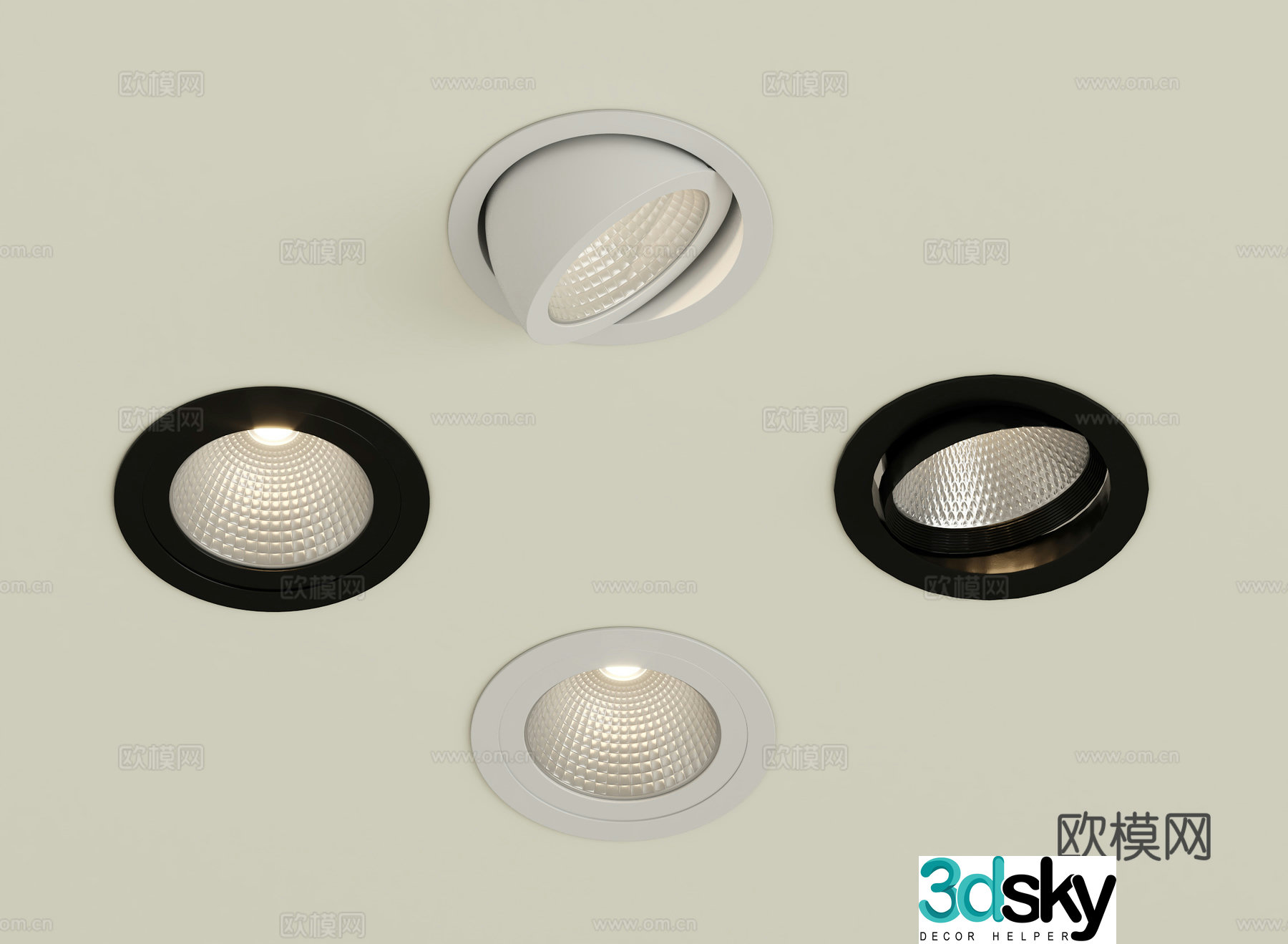 Modern downlight spotlight bull’s eye lamp 3d model