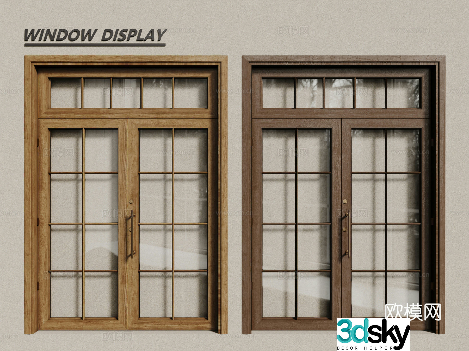 European style windows casement windows wooden windows 3d model